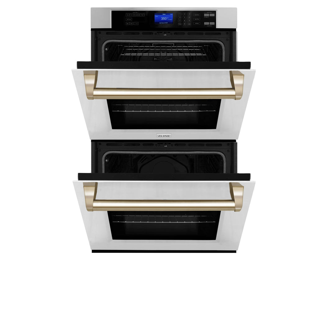 ZLINE 30" Autograph Edition Double Wall Oven with Self Clean and True Convection in Stainless Steel and Gold (AWDZ-30-G)