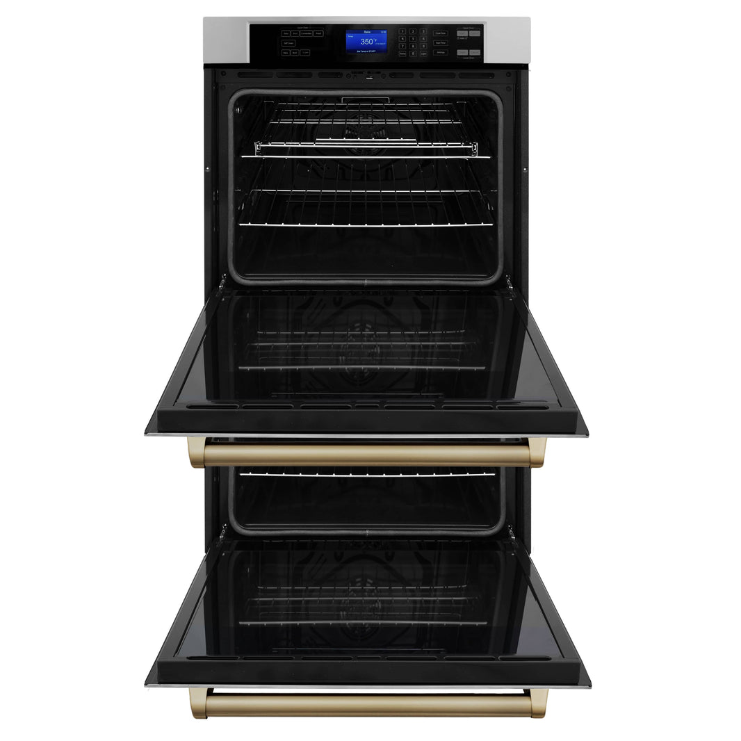 ZLINE 30" Autograph Edition Double Wall Oven with Self Clean and True Convection in Stainless Steel and Champagne Bronze (AWDZ-30-CB)