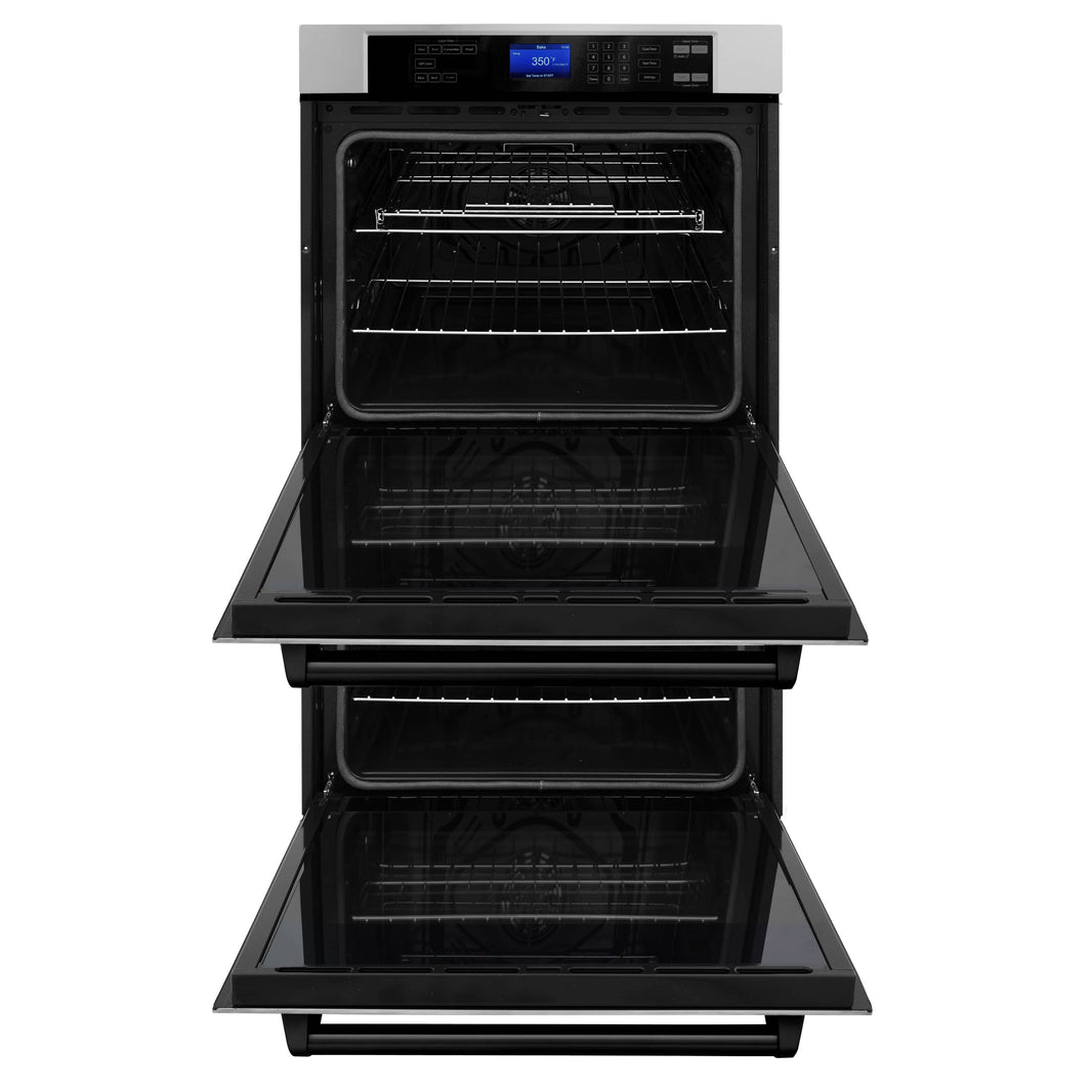 ZLINE 30" Autograph Edition Double Wall Oven with Self Clean and True Convection in Stainless Steel and Matte Black (AWDZ-30-MB)