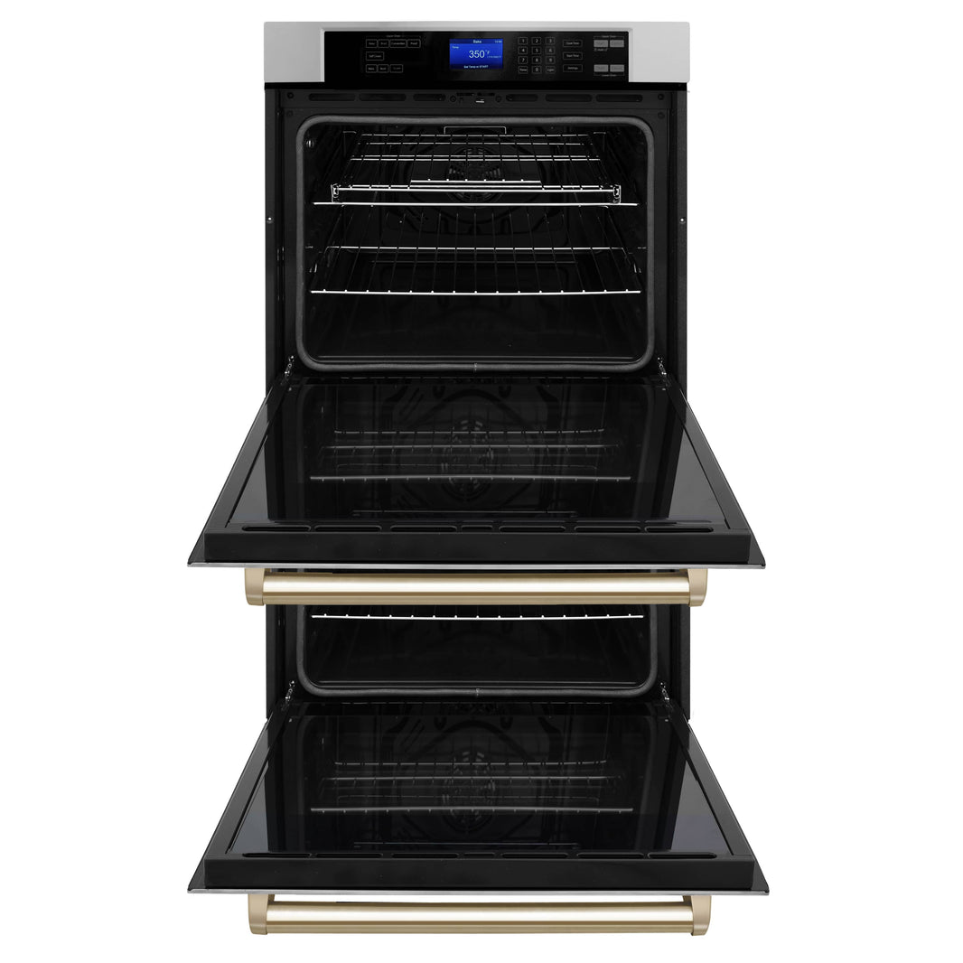 ZLINE 30" Autograph Edition Double Wall Oven with Self Clean and True Convection in Stainless Steel and Gold (AWDZ-30-G)