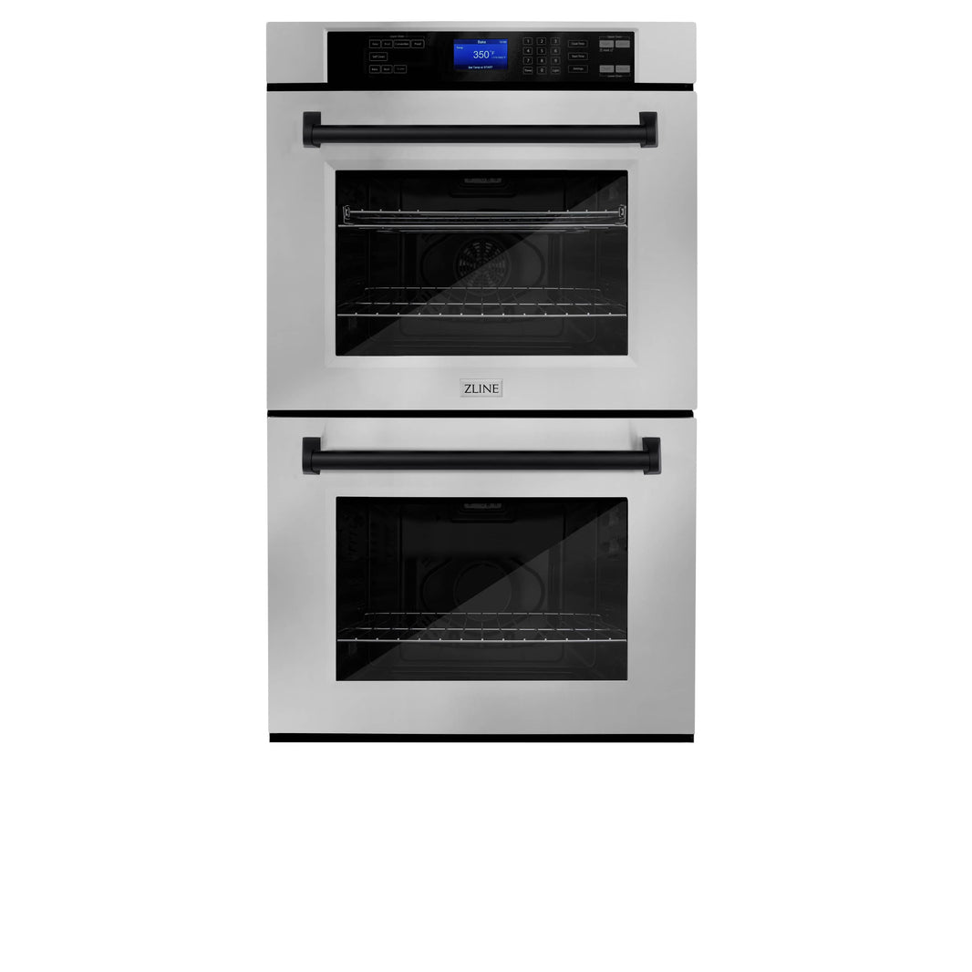 ZLINE 30" Autograph Edition Double Wall Oven with Self Clean and True Convection in Stainless Steel and Matte Black (AWDZ-30-MB)