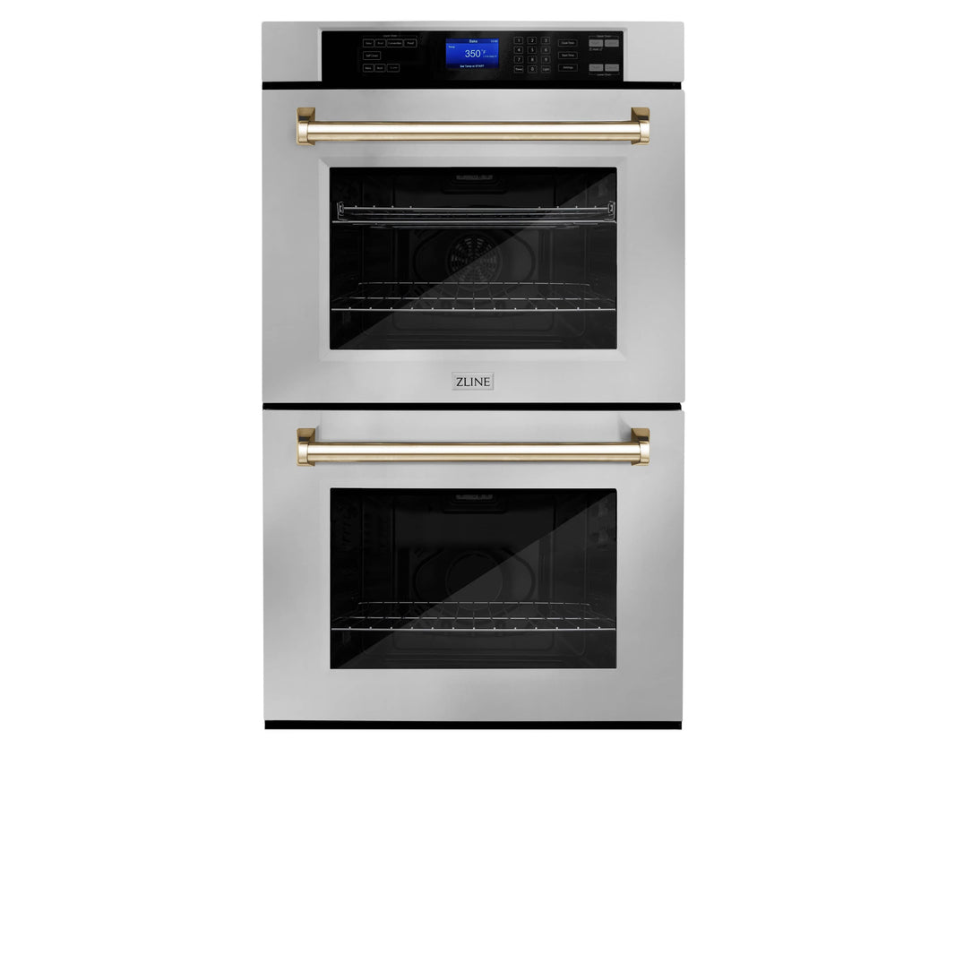 ZLINE 30" Autograph Edition Double Wall Oven with Self Clean and True Convection in Stainless Steel and Gold (AWDZ-30-G)