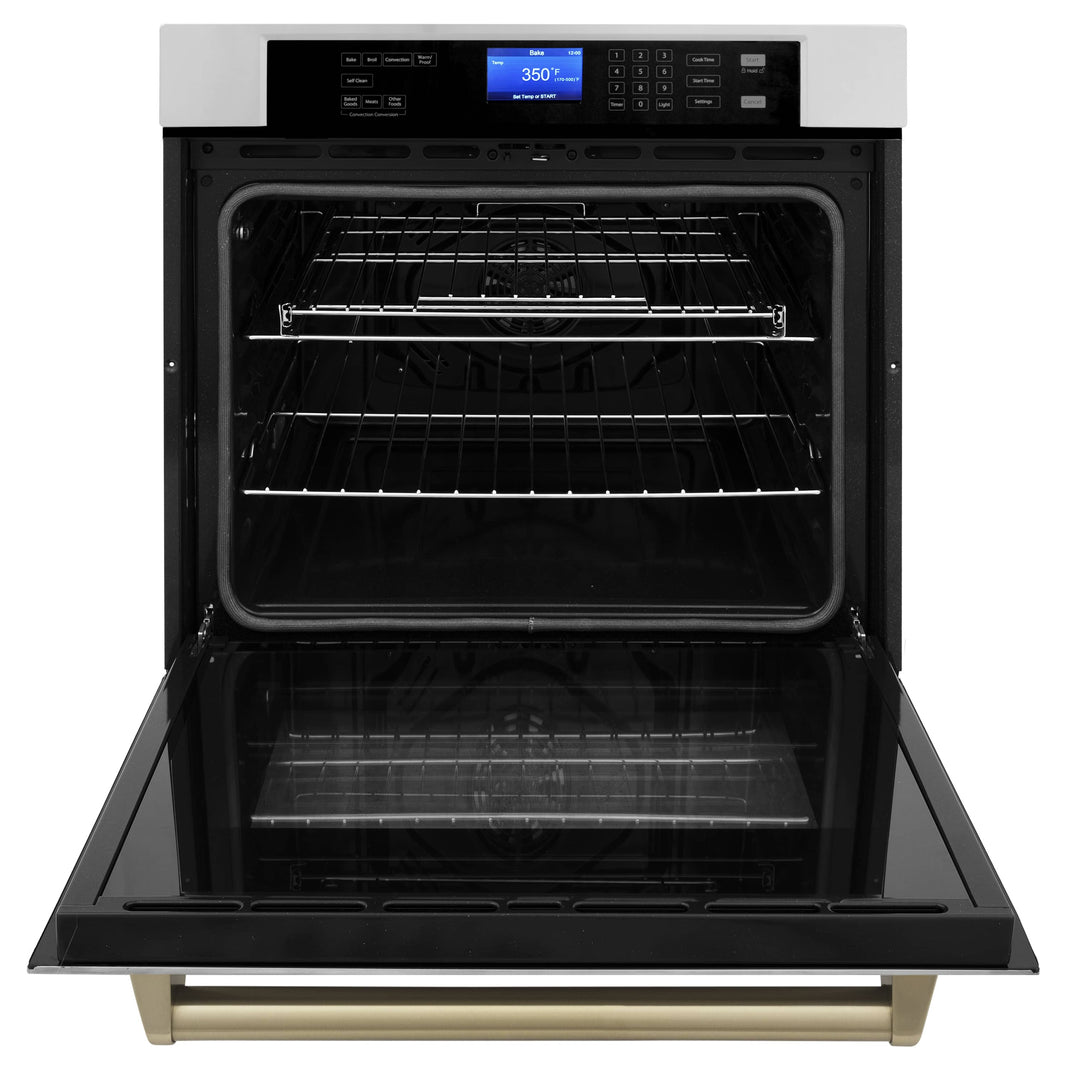 ZLINE 30" Autograph Edition Single Wall Oven with Self Clean and True Convection in Stainless Steel and Champagne Bronze (AWSZ-30-CB)