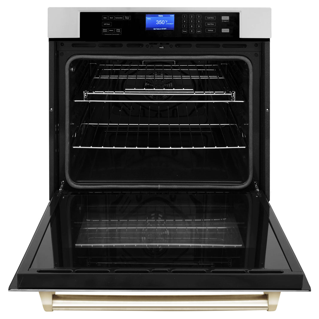 ZLINE 30" Autograph Edition Single Wall Oven with Self Clean and True Convection in Stainless Steel and Gold (AWSZ-30-G)