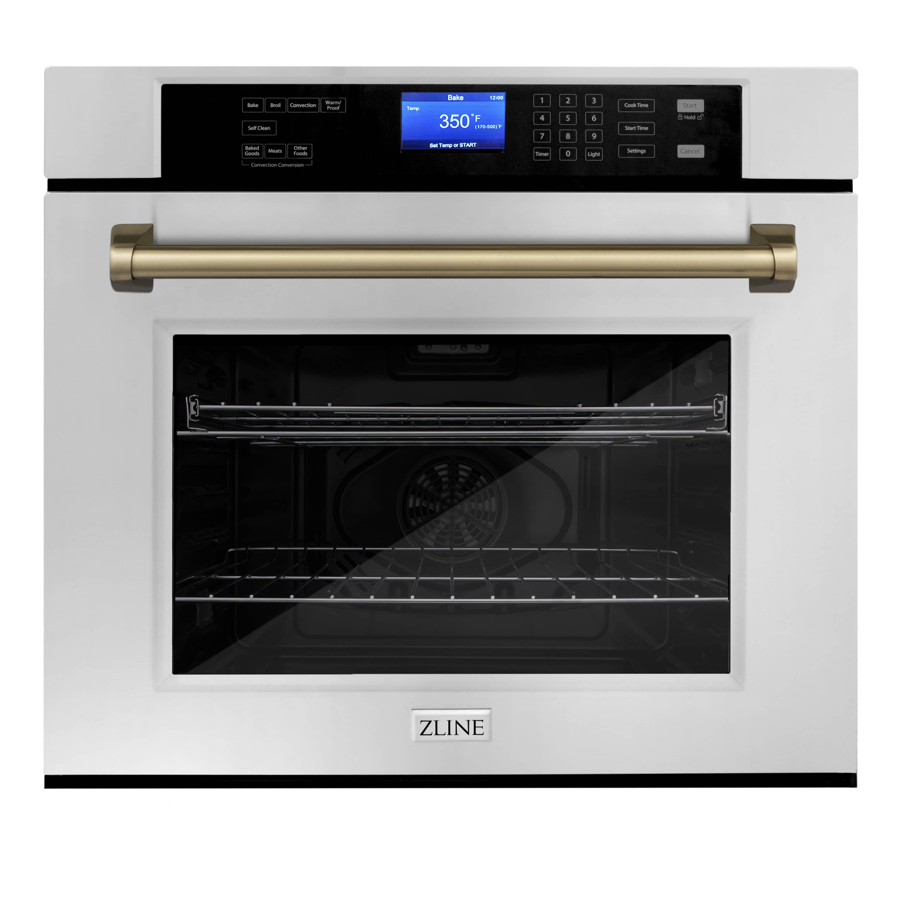 ZLINE 30" Autograph Edition Single Wall Oven with Self Clean and True Convection in Stainless Steel and Champagne Bronze (AWSZ-30-CB)