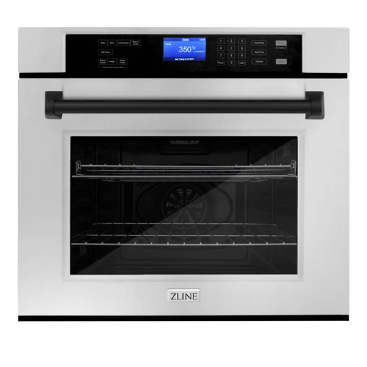 ZLINE 30" Autograph Edition Single Wall Oven with Self Clean and True Convection in Stainless Steel and Matte Black (AWSZ-30-MB)