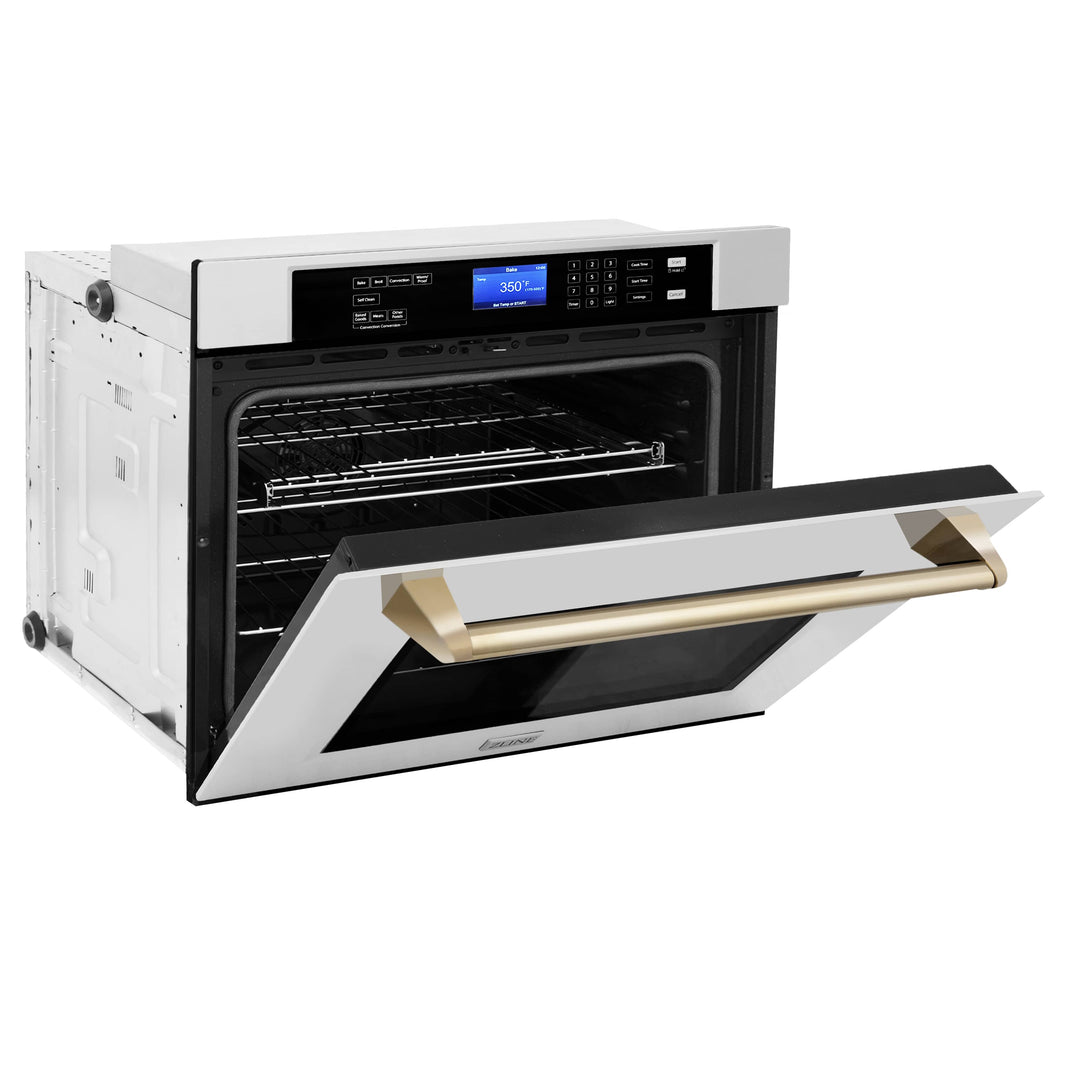 ZLINE 30" Autograph Edition Single Wall Oven with Self Clean and True Convection in Stainless Steel and Gold (AWSZ-30-G)