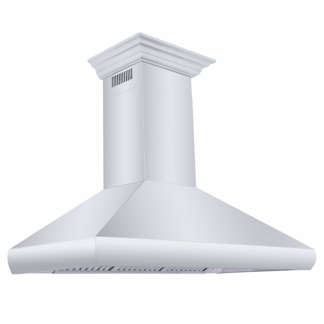 ZLINE 48-Inch Professional Convertible Vent Wall Mount Range Hood in Stainless Steel with Crown Molding (587CRN-48)