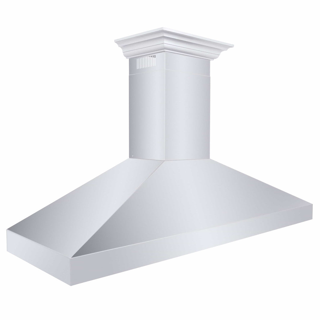 ZLINE 60-Inch Professional Convertible Vent Wall Mount Range Hood in Stainless Steel with Crown Molding (597CRN-60)