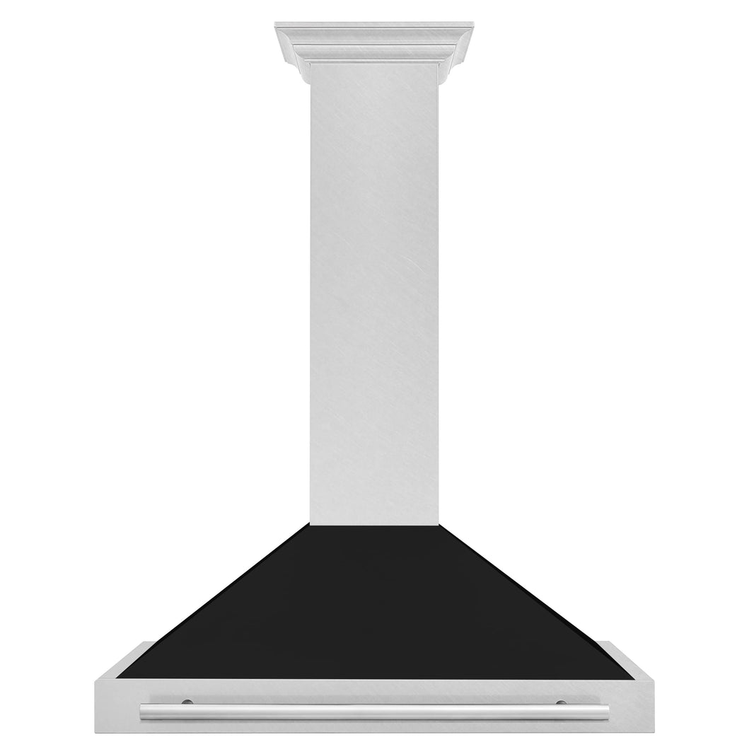 ZLINE 36-Inch Wall Mounted Range Hood in DuraSnow® Stainless Steel with Black Matte Shell and Stainless Steel Handle (KB4SNX-BLM-36)