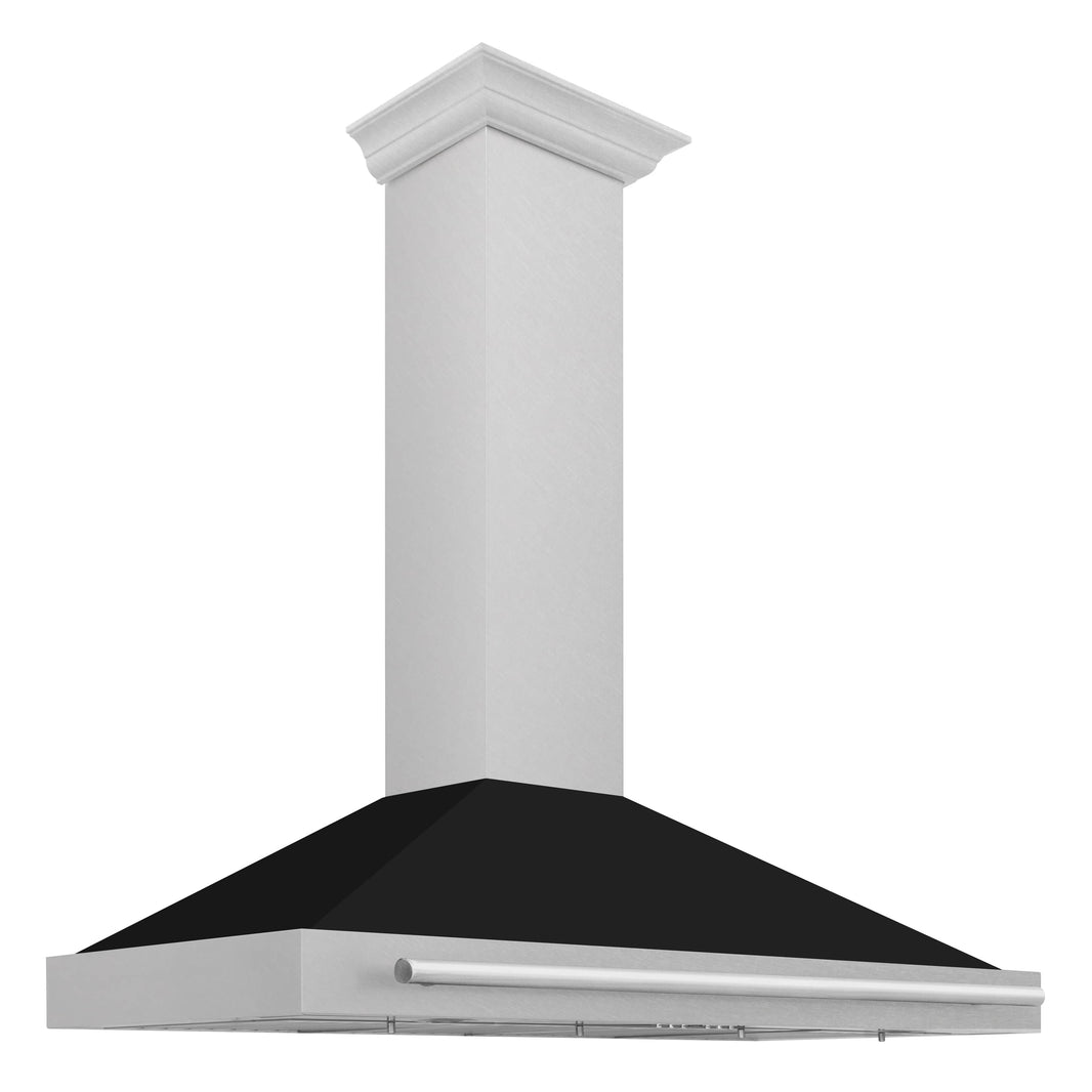 ZLINE 48-Inch Wall Mounted Range Hood in DuraSnow® Stainless Steel with Black Matte Shell and Stainless Steel Handle (KB4SNX-BLM-48)