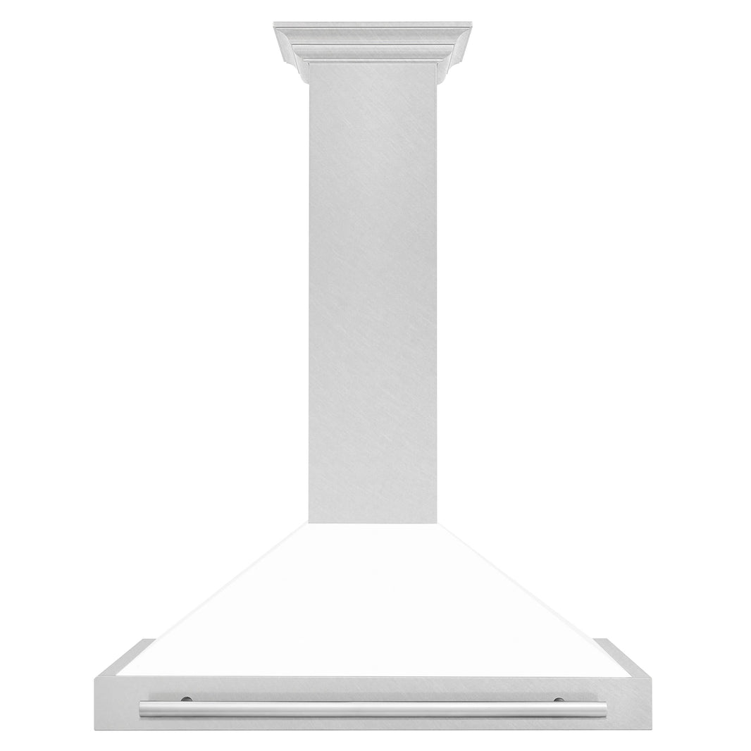 ZLINE 36-Inch Wall Mounted Range Hood in DuraSnow® Stainless Steel with White Matte Shell and Stainless Steel Handle (KB4SNX-WM-36)