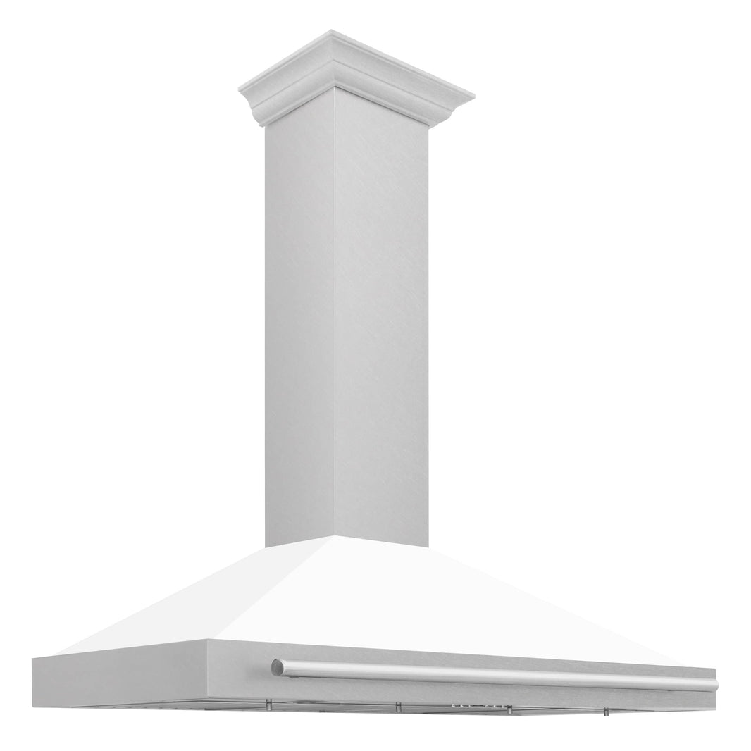 ZLINE 48-Inch Wall Mounted Range Hood in DuraSnow® Stainless Steel with White Matte Shell and Stainless Steel Handle (KB4SNX-WM-48)