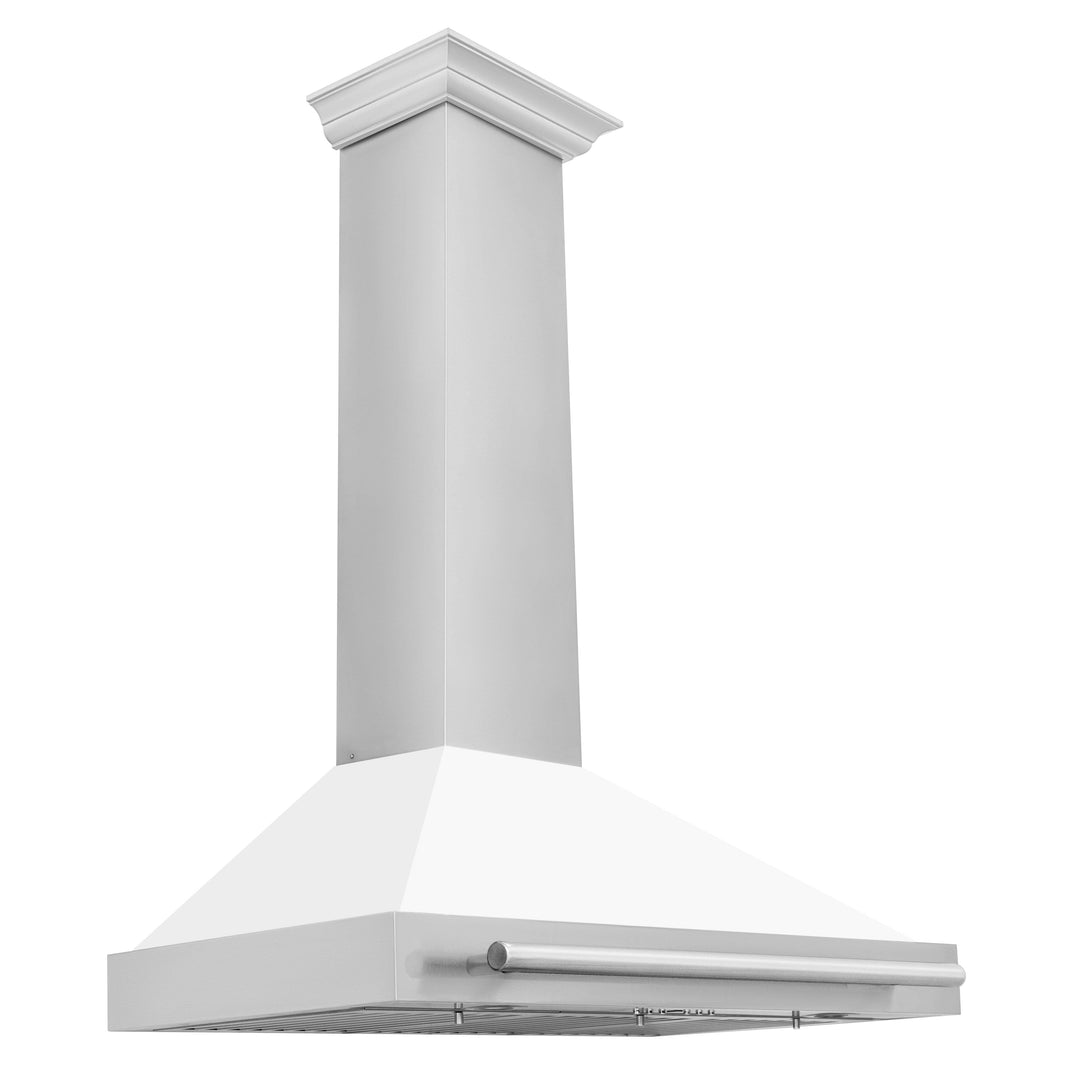 ZLINE 36-Inch Wall Mounted Range Hood in Stainless Steel with White Matte Shell and Stainless Steel Handle (KB4STX-WM-36)