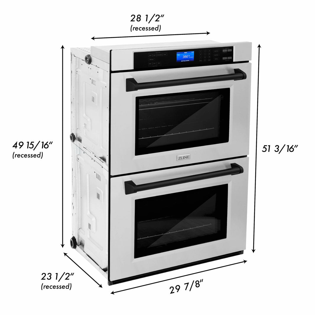 ZLINE 30" Autograph Edition Double Wall Oven with Self Clean and True Convection in Stainless Steel and Matte Black (AWDZ-30-MB)