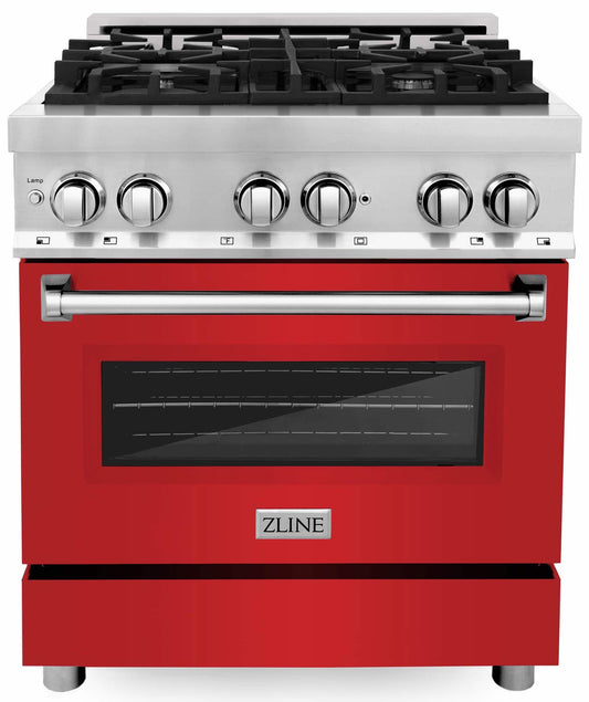 ZLINE 30-Inch Professional Dual Fuel Range with Red Matte Door (RA-RM-30)