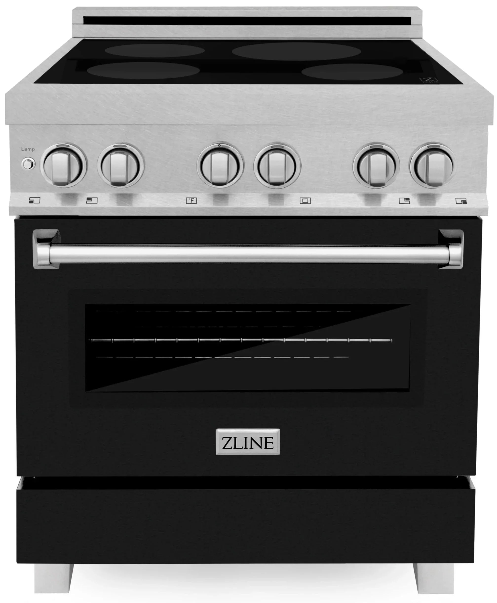 ZLINE 30-Inch 4.0 cu. ft. Induction Range with a 4 Element Stove and Electric Oven in DuraSnow Stainless Steel with Black Matte Door (RAINDS-BLM-30)