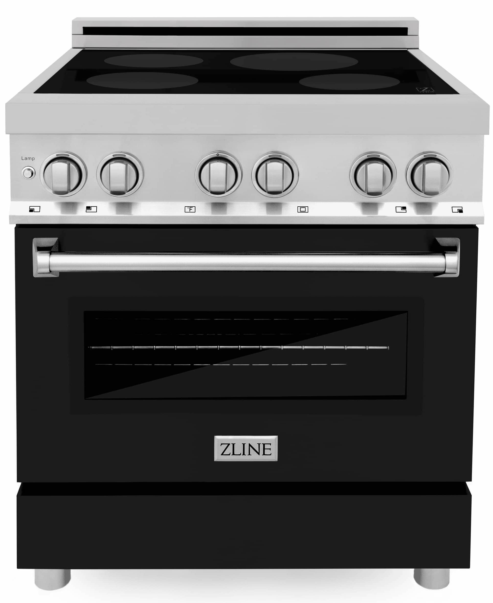 ZLINE 30-Inch 4.0 cu. ft. Induction Range with a 4 Element Stove and Electric Oven in Stainless Steel with Black Matte Door (RAIND-BLM-30)