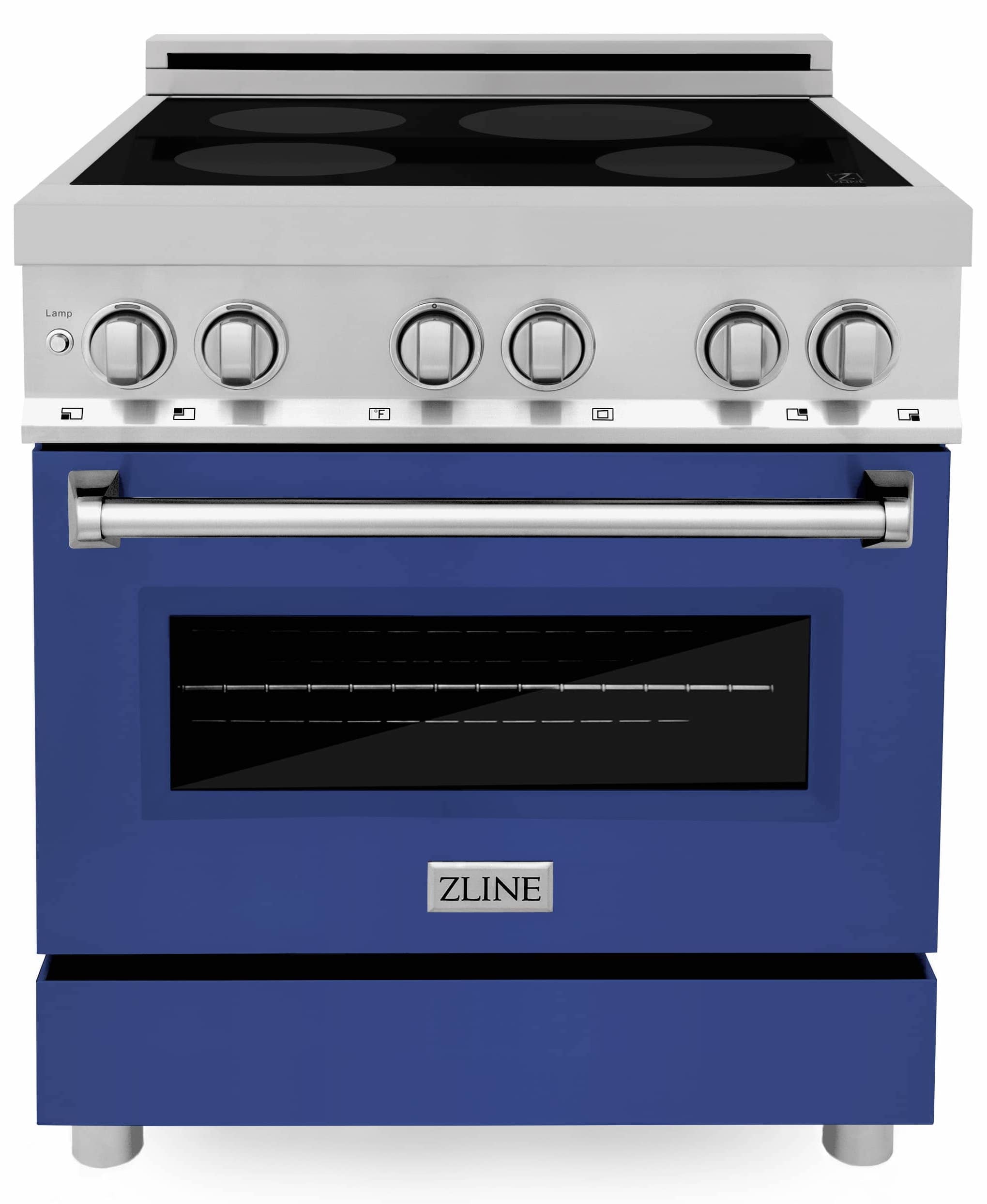 ZLINE 30-Inch 4.0 cu. ft. Induction Range with a 4 Element Stove and Electric Oven in Stainless Steel with Blue Matte Door (RAIND-BM-30)