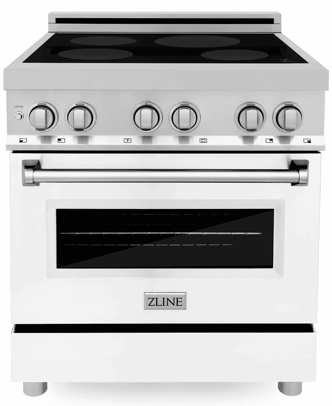 ZLINE 30-Inch 4.0 cu. ft. Induction Range with a 4 Element Stove and Electric Oven in Stainless Steel with White Matte Door (RAIND-WM-30)