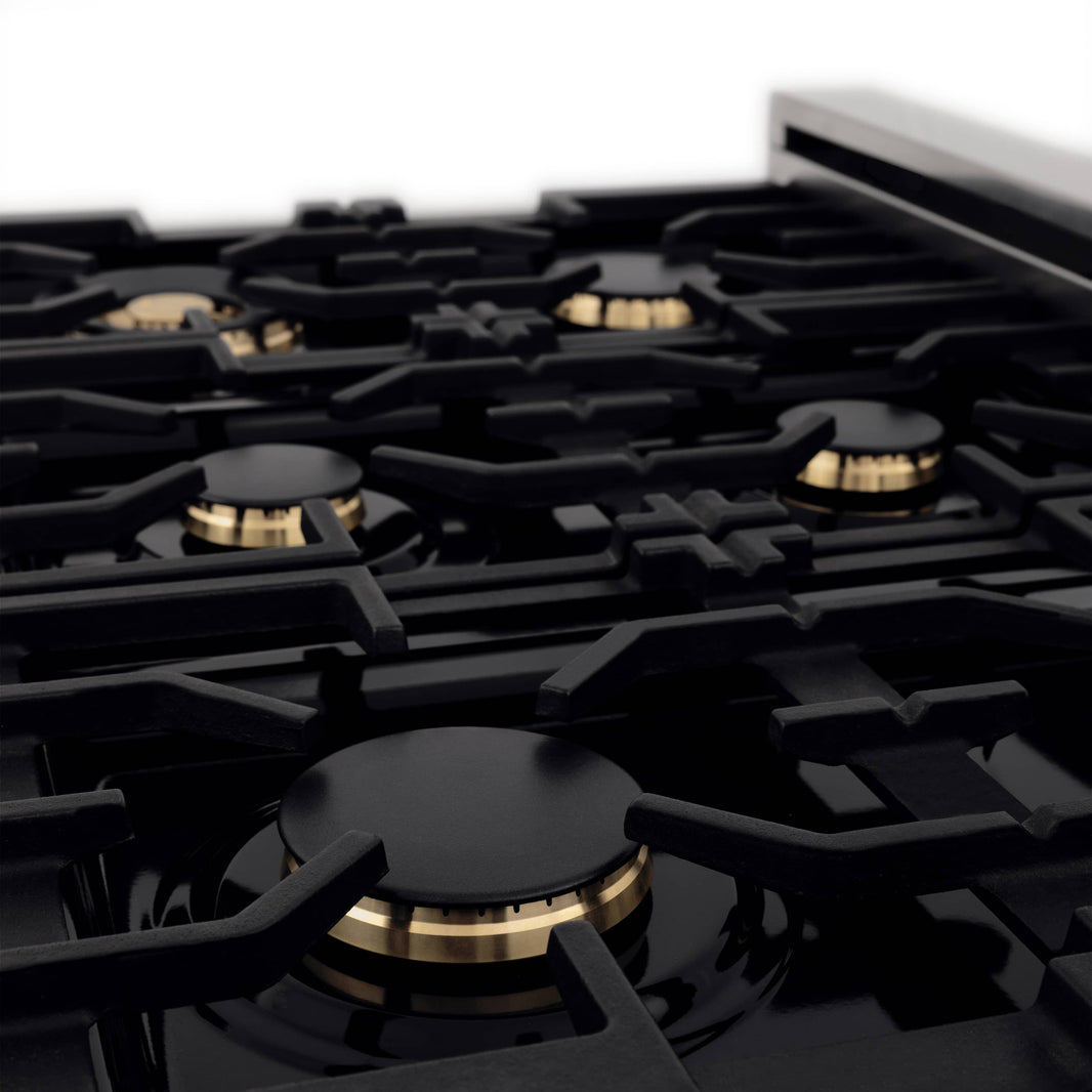 ZLINE Autograph Edition 36-Inch Porcelain Rangetop with 6 Gas Burners in Stainless Steel and Gold Accents (RTZ-36-G)