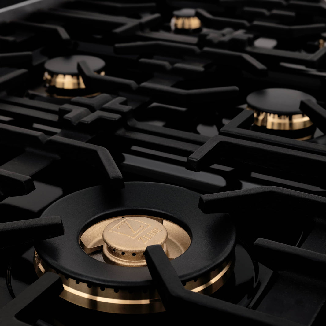 ZLINE Autograph Edition 36-Inch Porcelain Rangetop with 6 Gas Burners in Stainless Steel and Gold Accents (RTZ-36-G)