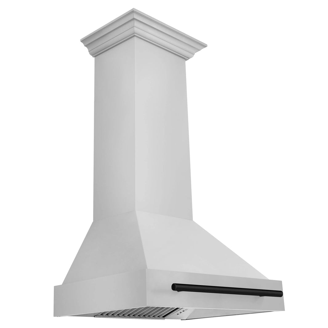 ZLINE Autograph Edition 2-Piece Appliance Package - 30" Dual Fuel Range & Wall Mounted Range Hood in Stainless Steel with Matte Black Trim (2AKP-RARH30-MB)