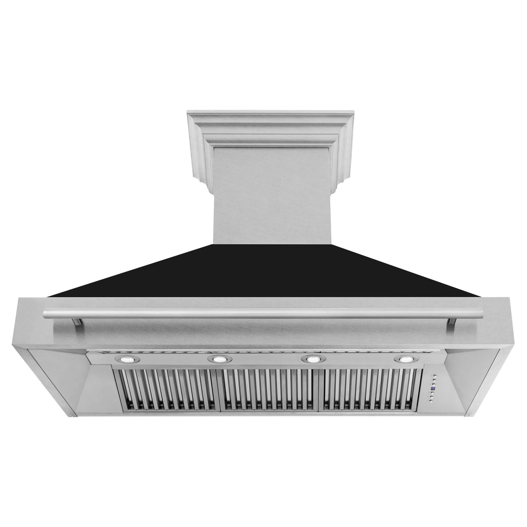 ZLINE 48-Inch Wall Mount Range Hood in DuraSnow Stainless with Black Matte Shell (8654SNX-BLM-48)