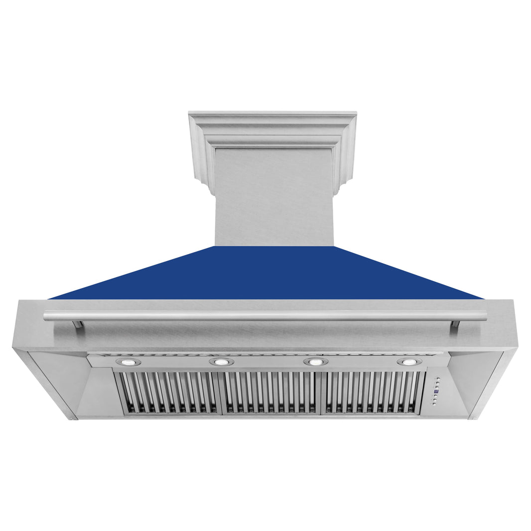 ZLINE 48-Inch Wall Mount Range Hood in DuraSnow Stainless with Blue Matte Shell (8654SNX-BM-48)