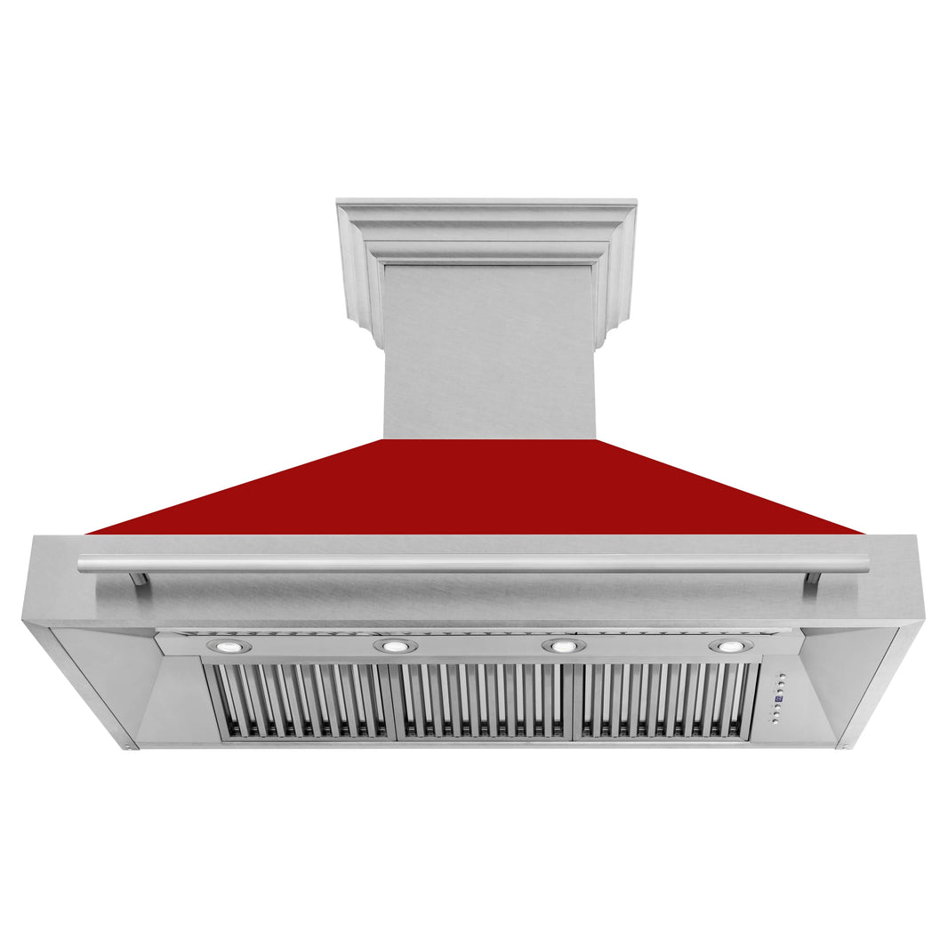 ZLINE 48-Inch Wall Mount Range Hood in DuraSnow Stainless with Red Gloss Shell (8654SNX-RG-48)