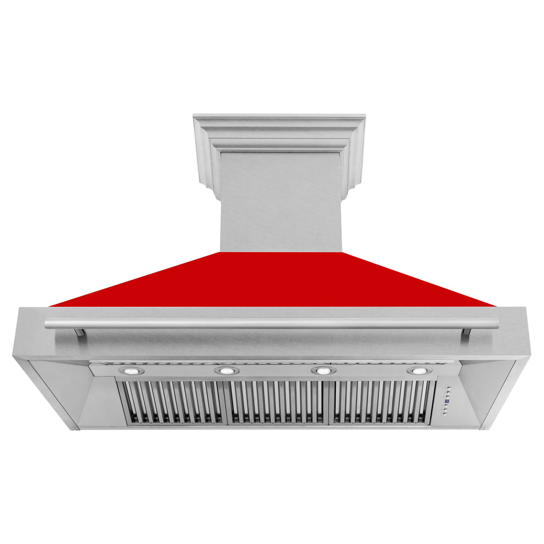 ZLINE 48-Inch Wall Mount Range Hood in DuraSnow Stainless with Red Matte Shell (8654SNX-RM-48)