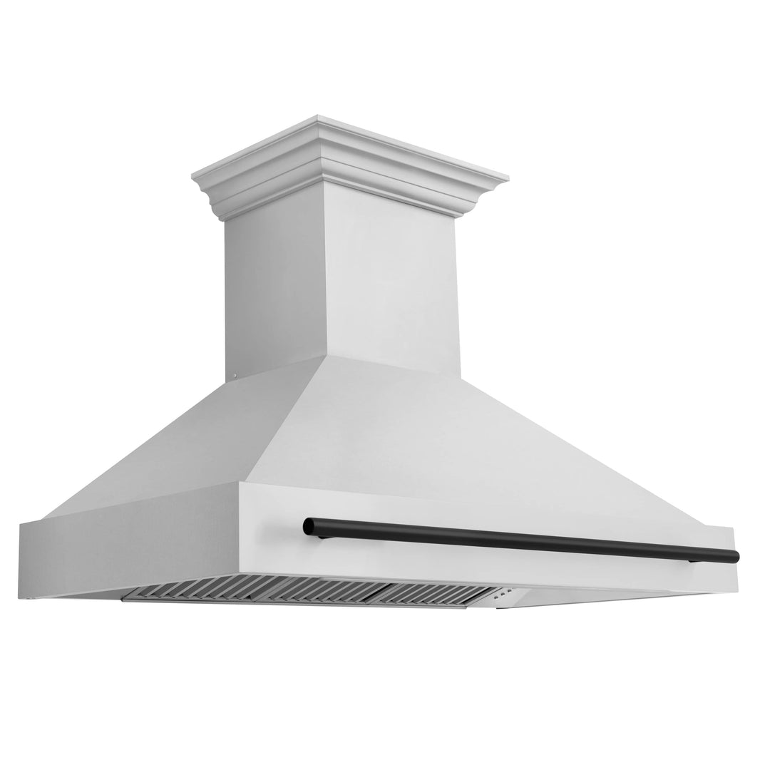 ZLINE 48-Inch Autograph Edition Wall Mount Range Hood in Stainless Steel with Matte Black Handle (8654STZ-48-MB)