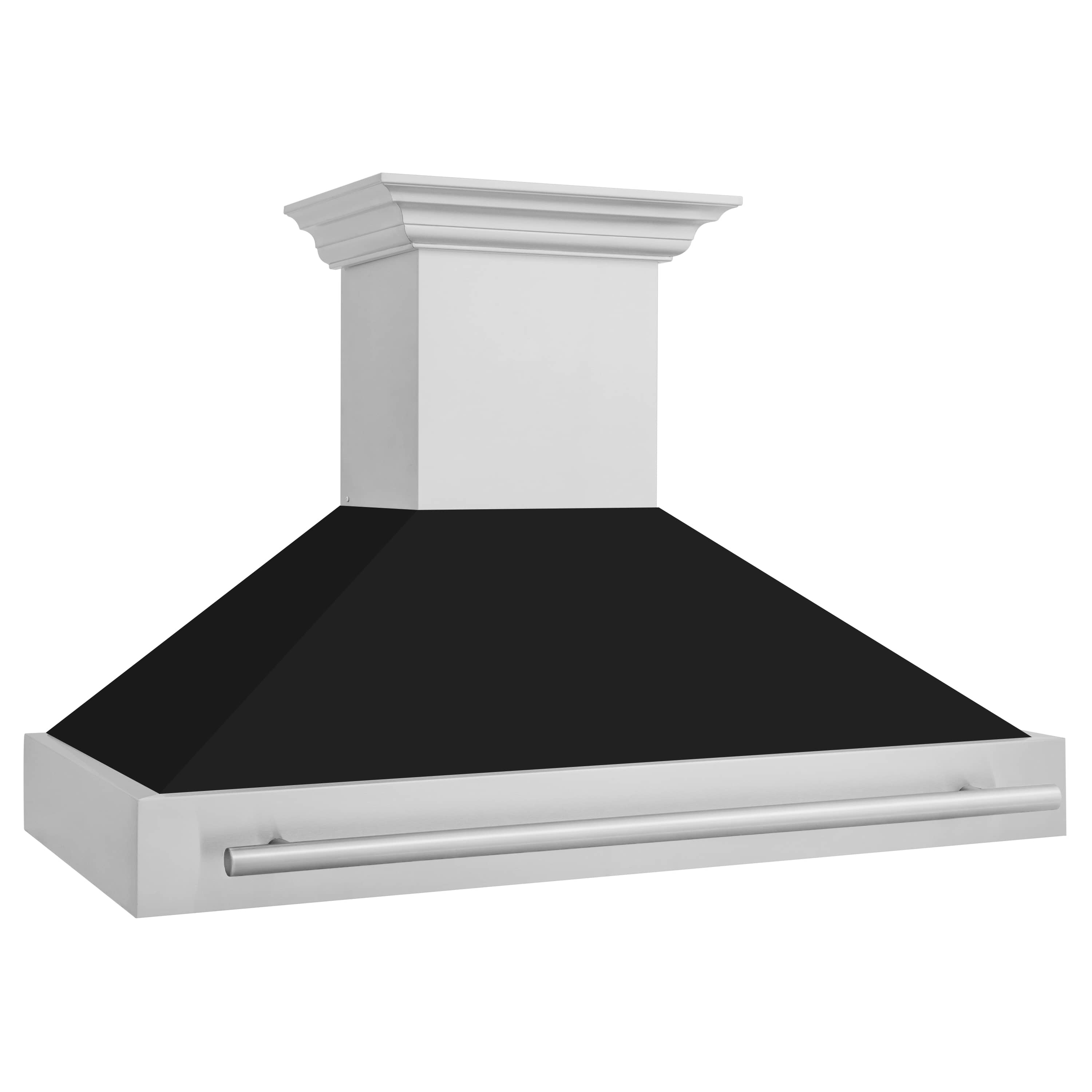 ZLINE 48-Inch Wall Mount Range Hood in Stainless Steel with Black Matte Shell and Stainless Steel Handle (8654STX-BLM-48)