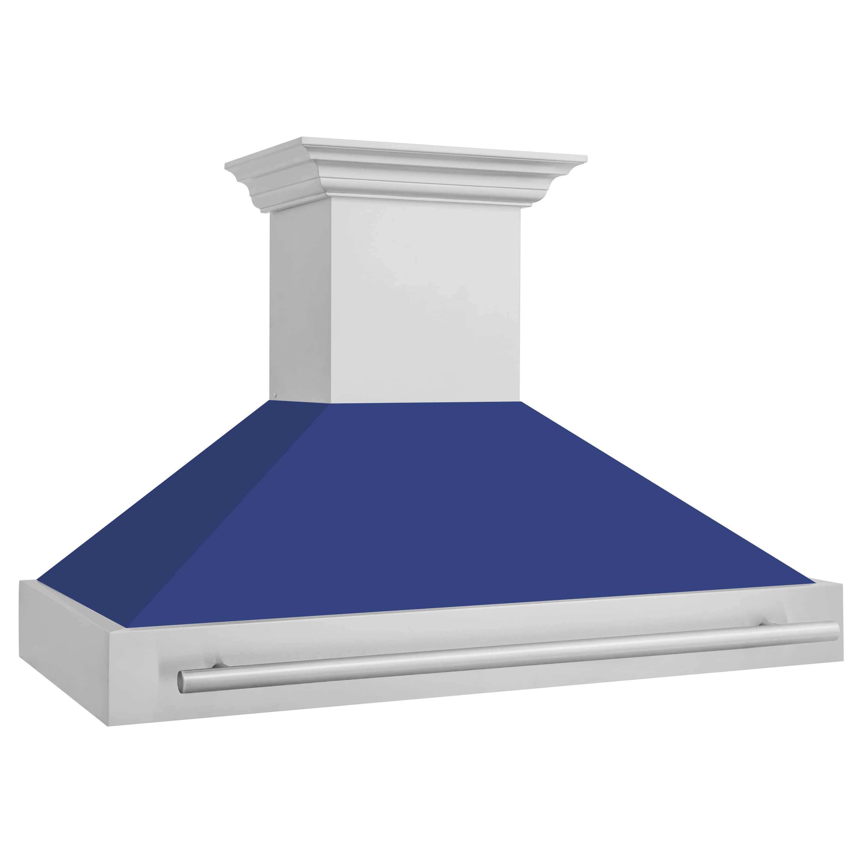 ZLINE 48-Inch Wall Mount Range Hood in Stainless Steel with Blue Matte Shell and Stainless Steel Handle (8654STX-BM-48)