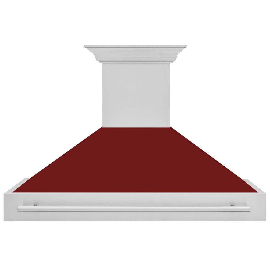 ZLINE 48-Inch Wall Mount Range Hood in Stainless Steel with Red Gloss Shell and Stainless Steel Handle (8654STX-RG-48)