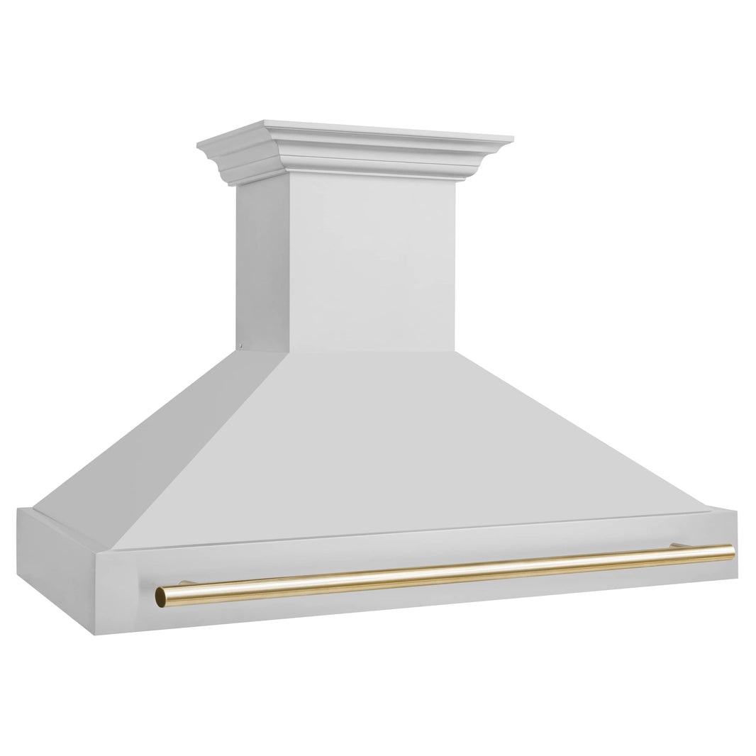 ZLINE 48-Inch Autograph Edition Wall Mount Range Hood in Stainless Steel with Gold Handle (8654STZ-48-G)