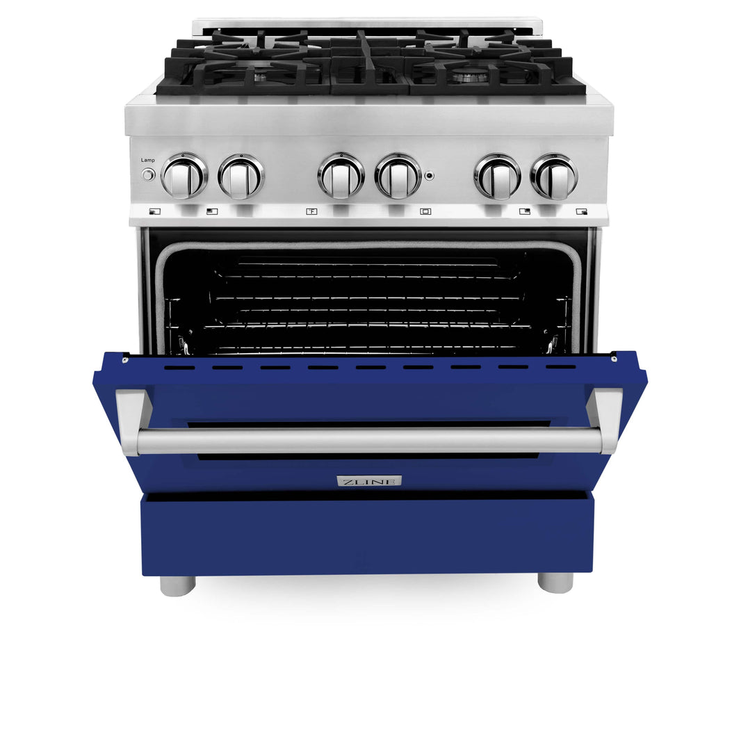 ZLINE 30-Inch Professional Dual Fuel Range with Blue Gloss Door (RA-BG-30)