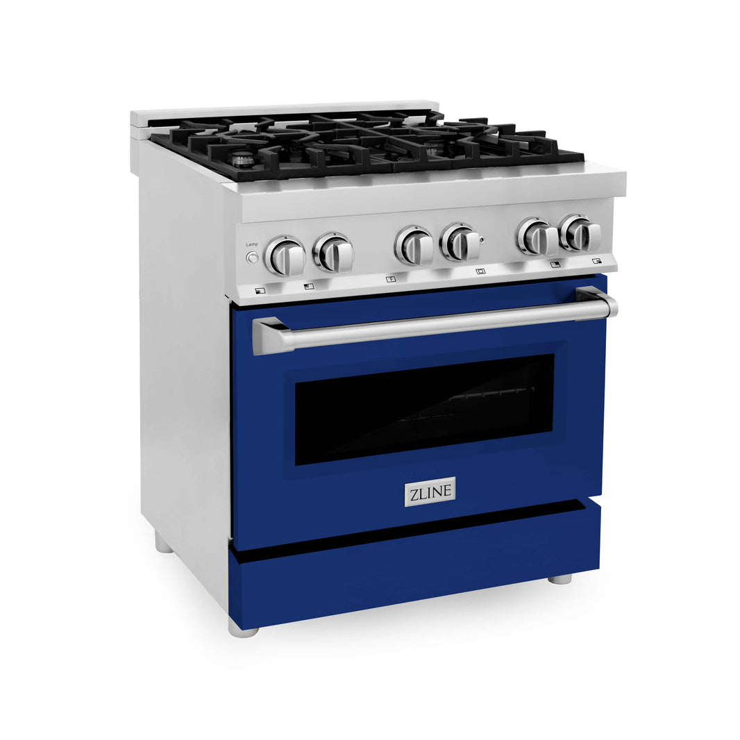 ZLINE 30-Inch Professional Dual Fuel Range with Blue Gloss Door (RA-BG-30)