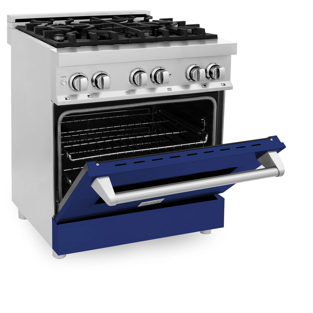 ZLINE 30-Inch Professional Dual Fuel Range with Blue Gloss Door (RA-BG-30)