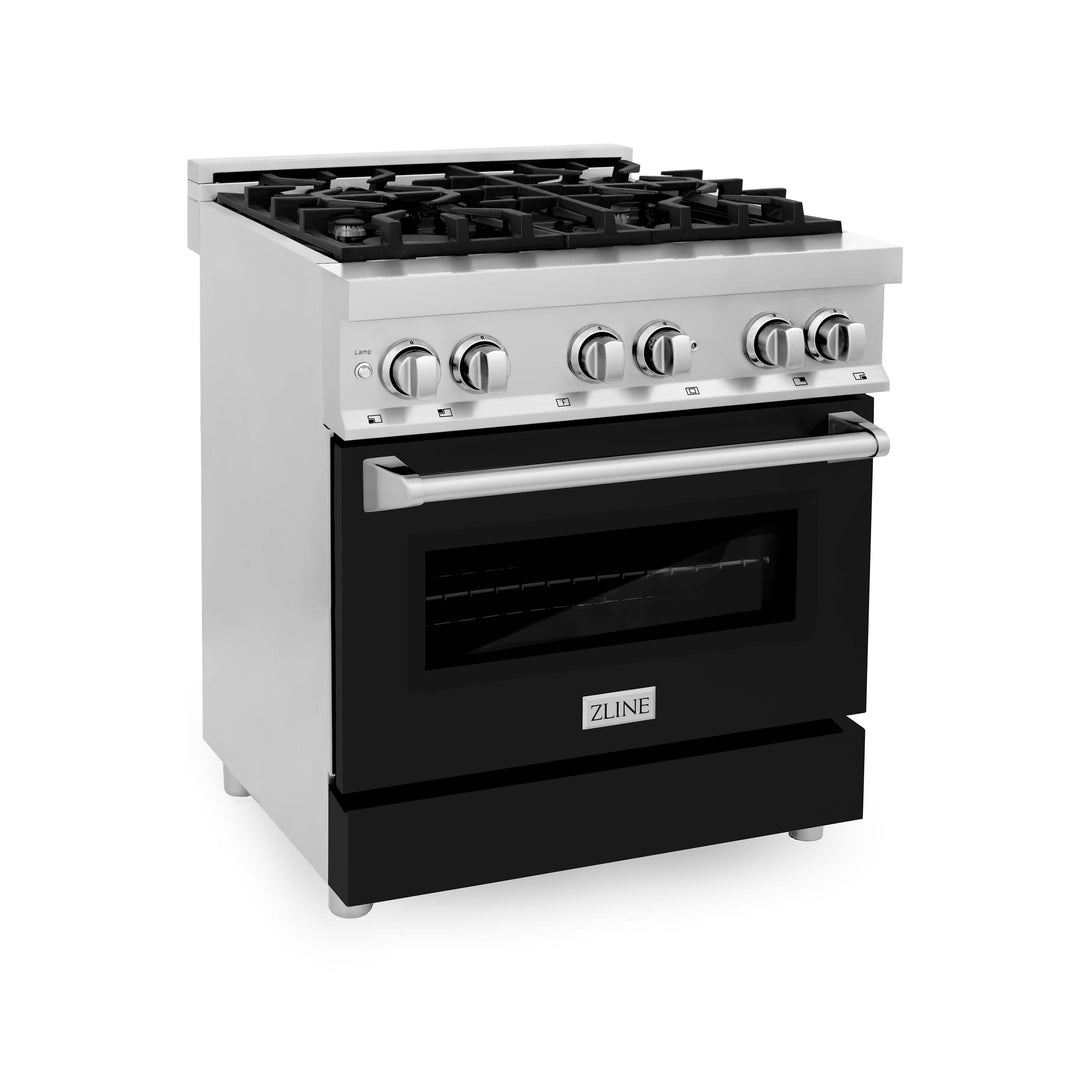 ZLINE 30-Inch Professional Dual Fuel Range with Black Matte Door (RA-BLM-30)