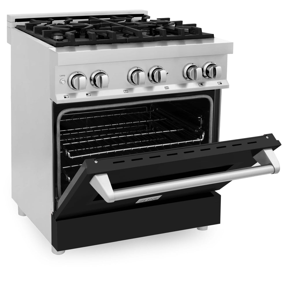 ZLINE 30-Inch Professional Dual Fuel Range with Black Matte Door (RA-BLM-30)