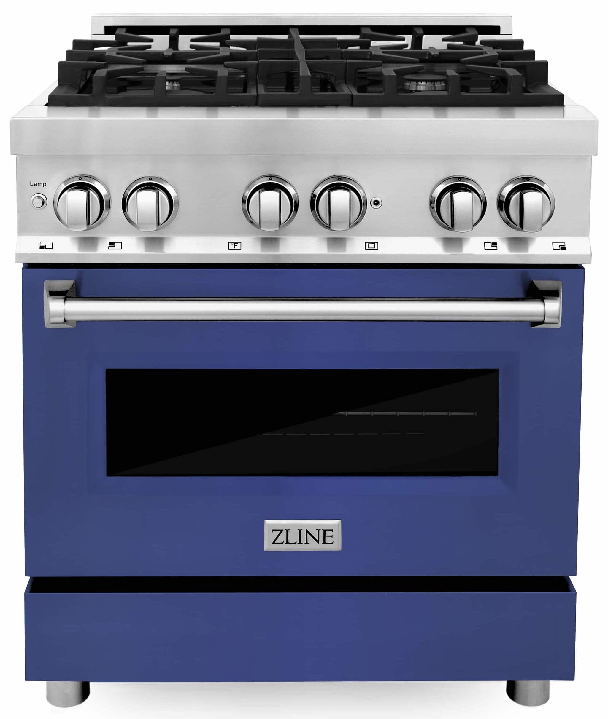 ZLINE 30-Inch Professional Dual Fuel Range with Blue Matte Door (RA-BM-30)