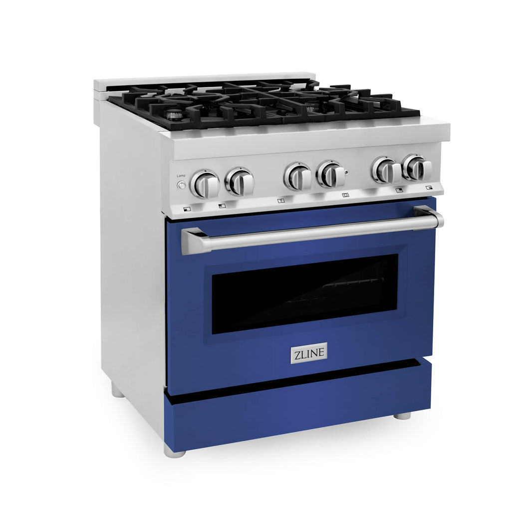 ZLINE 30-Inch Professional Dual Fuel Range with Blue Matte Door (RA-BM-30)