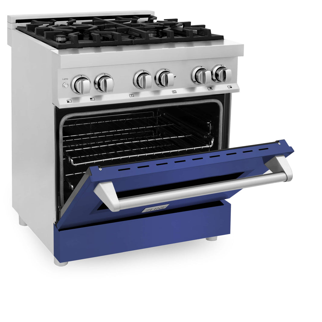 ZLINE 30-Inch Professional Dual Fuel Range with Blue Matte Door (RA-BM-30)