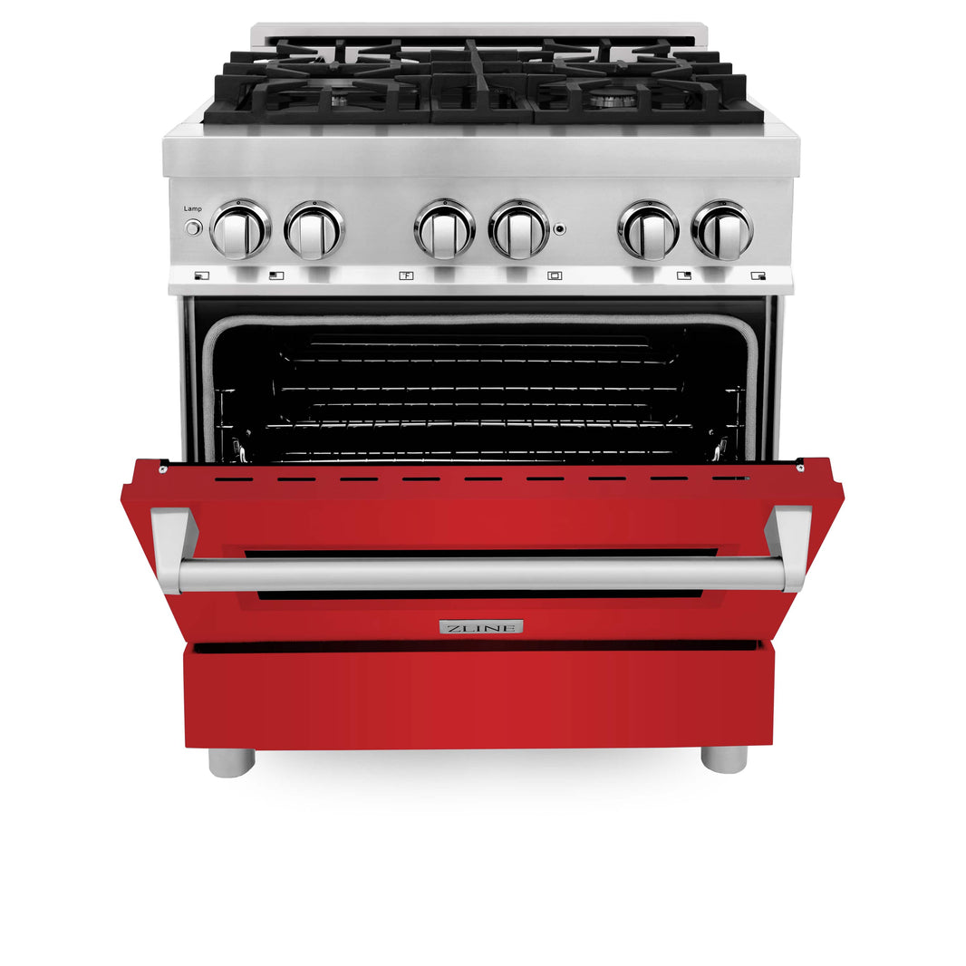 ZLINE 30-Inch Professional Dual Fuel Range with Red Matte Door (RA-RM-30)