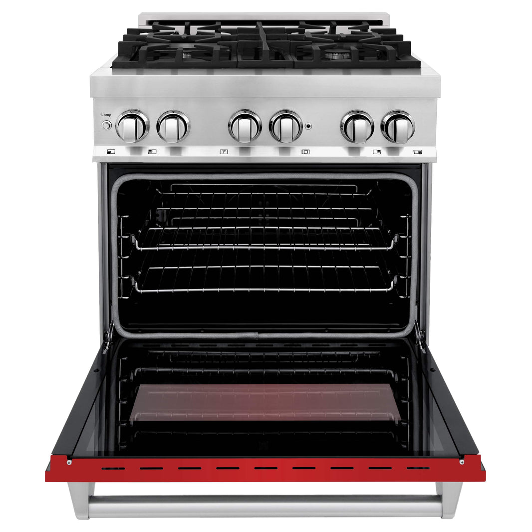 ZLINE 30-Inch Professional Dual Fuel Range with Red Matte Door (RA-RM-30)