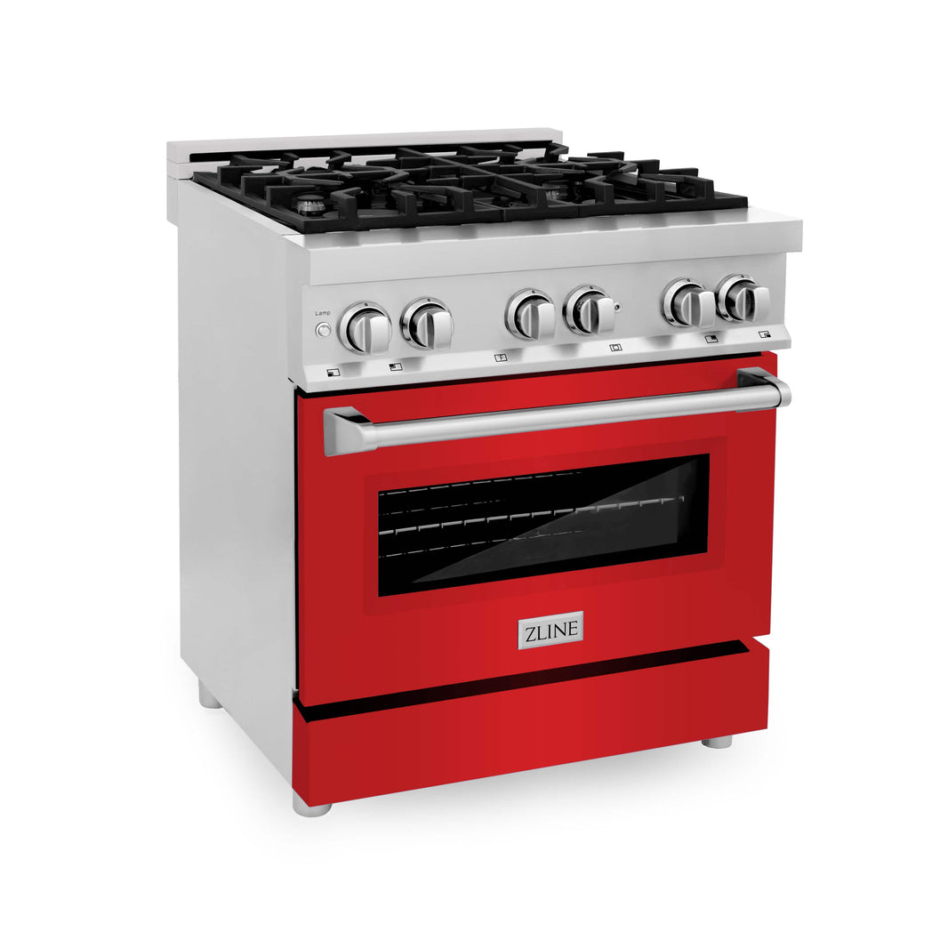 ZLINE 30-Inch Professional Dual Fuel Range with Red Matte Door (RA-RM-30)