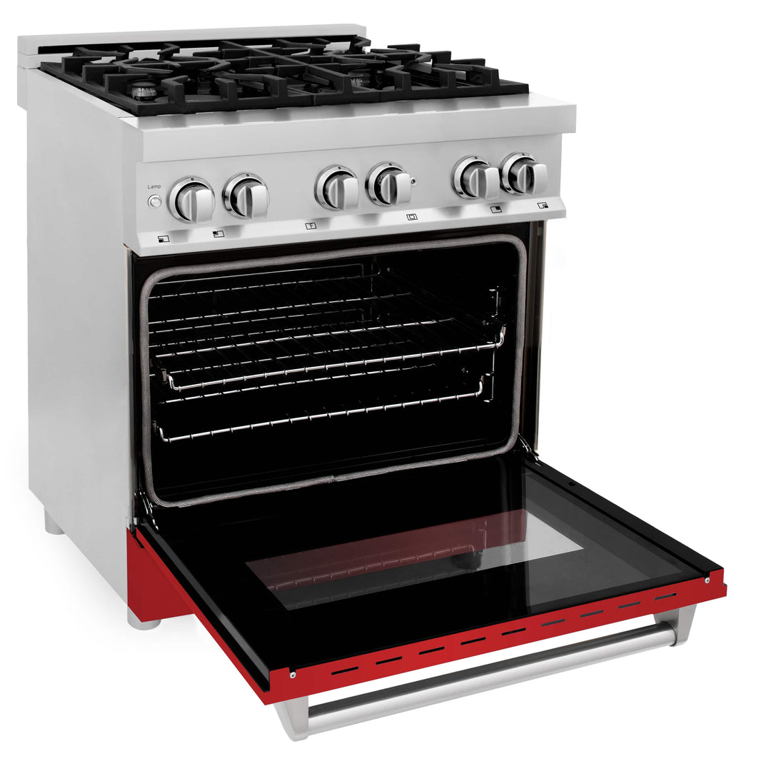 ZLINE 30-Inch Professional Dual Fuel Range with Red Matte Door (RA-RM-30)