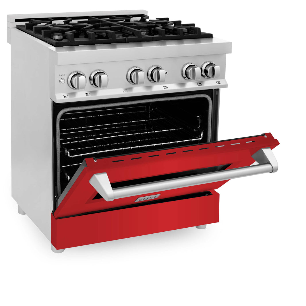 ZLINE 30-Inch Professional Dual Fuel Range with Red Matte Door (RA-RM-30)