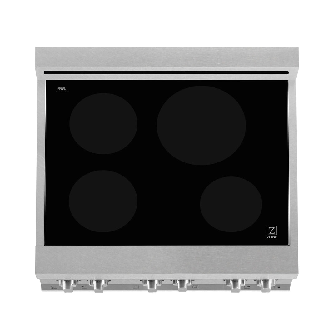 ZLINE 30-Inch 4.0 cu. ft. Induction Range with a 4 Element Stove and Electric Oven in DuraSnow Stainless Steel with Black Matte Door (RAINDS-BLM-30)